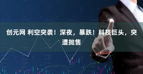 创元网 利空突袭！深夜，暴跌！科技巨头，突遭抛售